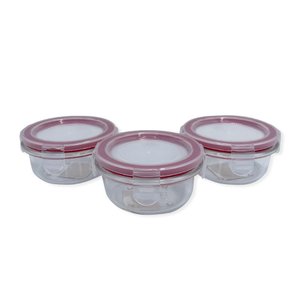 Conjunto 3 Potes de Vidro com Tampa Hermética Redondo 150ml