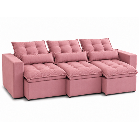 Sofá Retrátil e Reclinável Master 2,10m - 3 Módulos:Rosa
