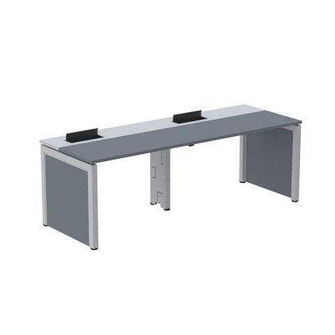 Escrivaninha Mesa Escritório Corporativa para 2 Pessoas PSCPP130 260cm Industrial Grafito e Cinza