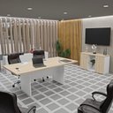 Ver imagem 2 de Conjunto de Escritório Mesa Reunião Armário Credenza Office