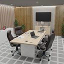 Ver imagem 6 de Conjunto de Escritório Mesa Reunião Armário Credenza Office