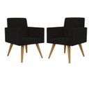 Ver imagem 1 de kit com 2 poltrona decorativa talita  cor preta
