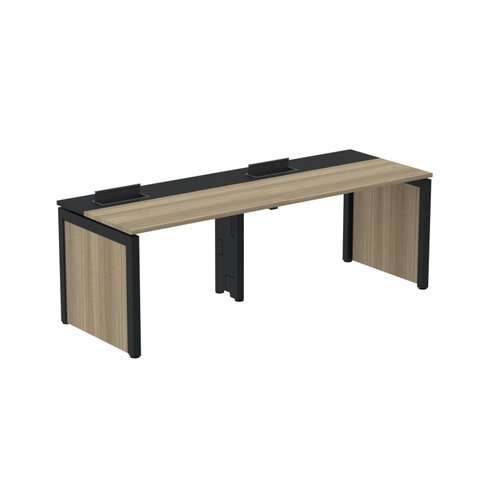 Escrivaninha Mesa Escritório Corporativa para 2 Pessoas PSCPP130 260cm Industrial Noce Naturalle e Preto Marrom/Marromle