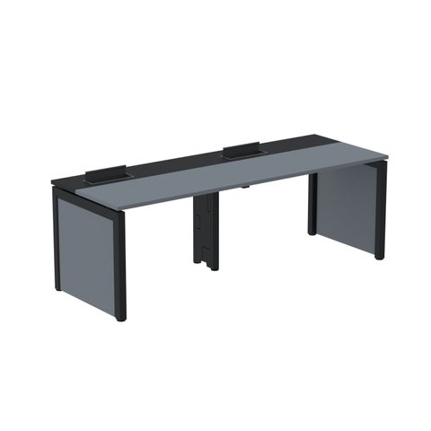 Escrivaninha Mesa Escritório Corporativa para 2 Pessoas PSCPP130 260cm Industrial Grafito e Preto Cinza