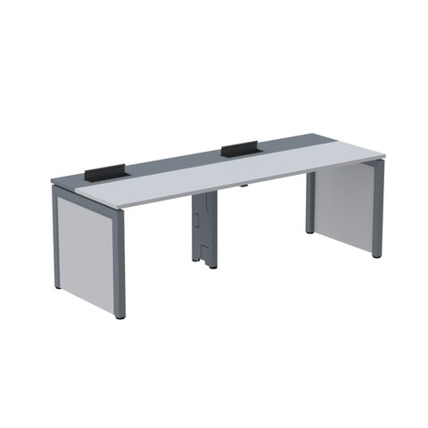 Escrivaninha Mesa Escritório Corporativa para 2 Pessoas PSCPP140 280cm Industrial Cinza e Grafito