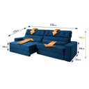 Ver imagem 3 de Sofá Retrátil Reclinável 2,30m Albany Suede Velut Azul Marinho Molas Ensacadas - King House