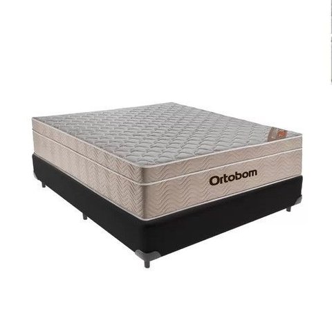 Cama Base Box Casal Preto Colchão Molas Ensacadas Airtech Springpocket 138x188 - Ortobom