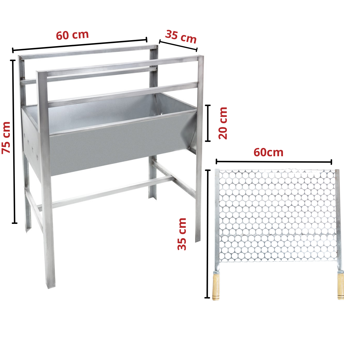 Churrasqueira Aço Reforçada Grande com Grelha Inox Modelo 60x33x75 - 4