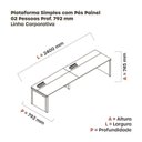 Ver imagem 3 de Escrivaninha Mesa Escritório Corporativa para 2 Pessoas PSCPP120 240cm Industrial Branco e Grafito