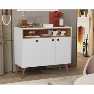 Aparador Buffet Paris 3 Portas Branco / Freijó