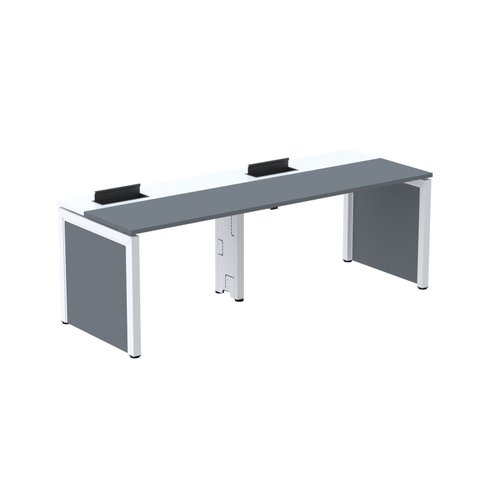 Escrivaninha Mesa Escritório Corporativa para 2 Pessoas PSCPP140 280cm Industrial Grafito e Branco Cinza