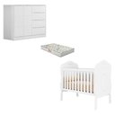 Ver imagem 1 de Berço Americano Realeza e Cômoda Infantil Eloá Branco Acetinado com Colchão Gazin - Phoenix Baby