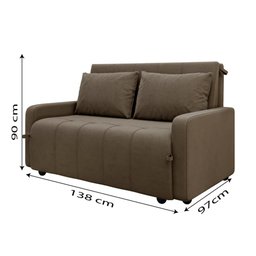Sofá Cama 3 Lugares 1,38m Veludo Capuccino Amora Matrix - 6