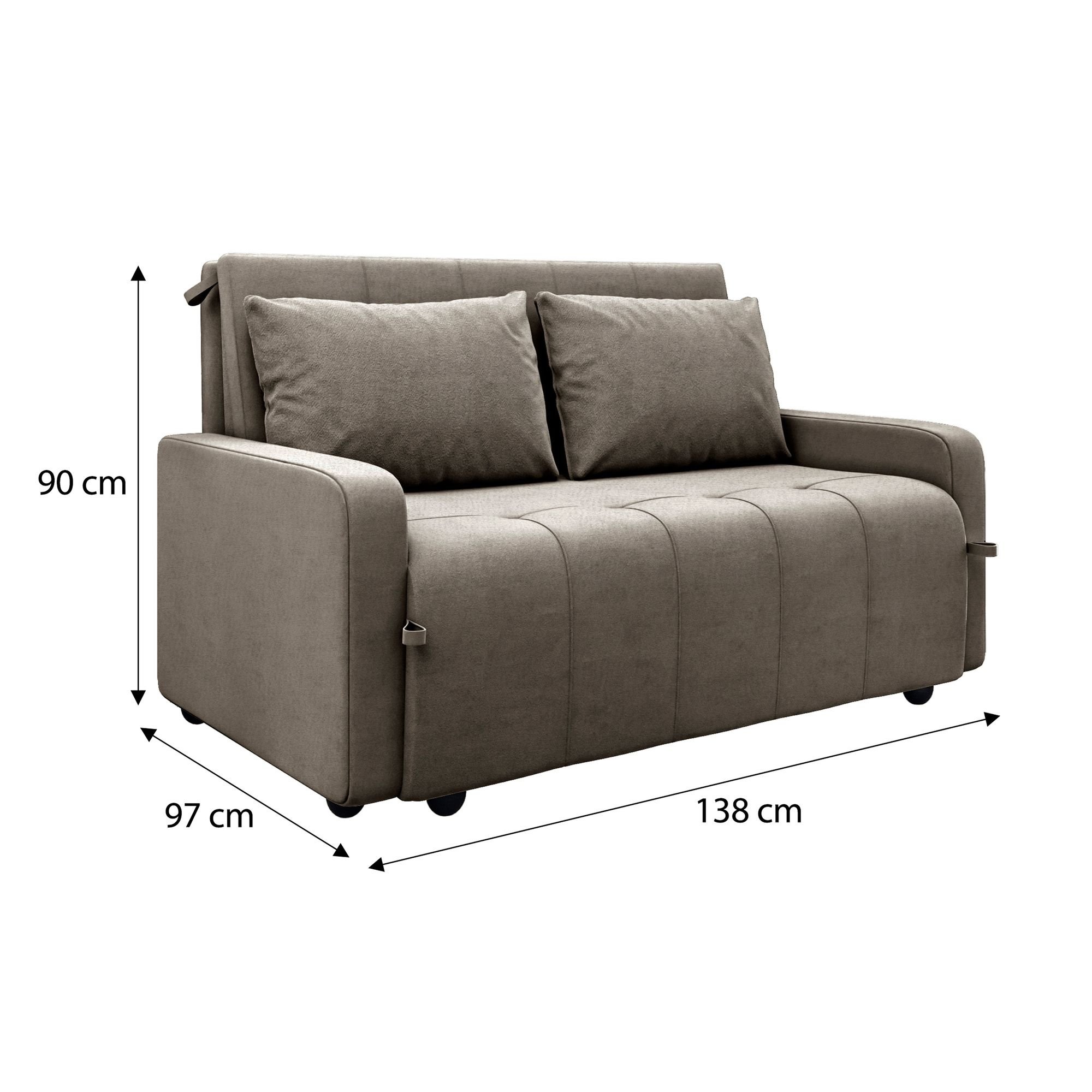 Sofá Cama 3 Lugares 1,38m Veludo Capuccino Amora Matrix - 10