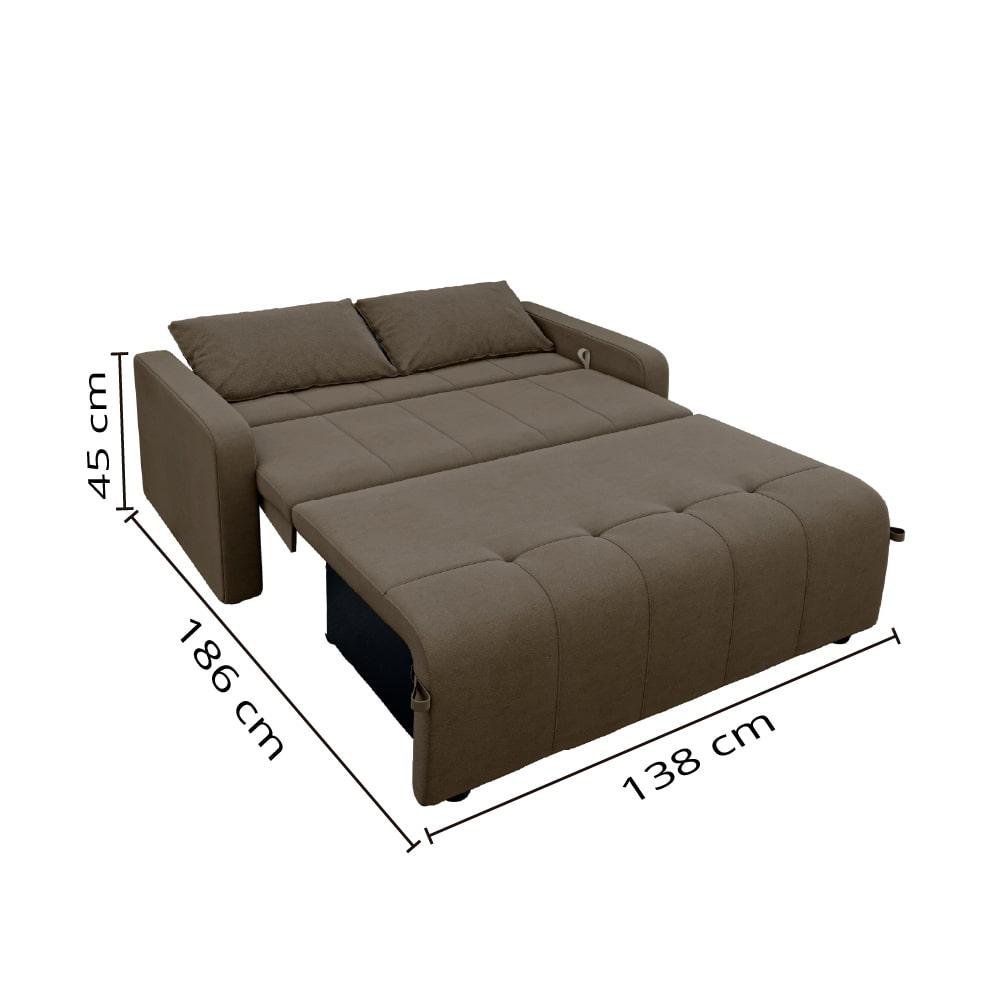 Sofá Cama 3 Lugares 1,38m Veludo Capuccino Amora Matrix - 5