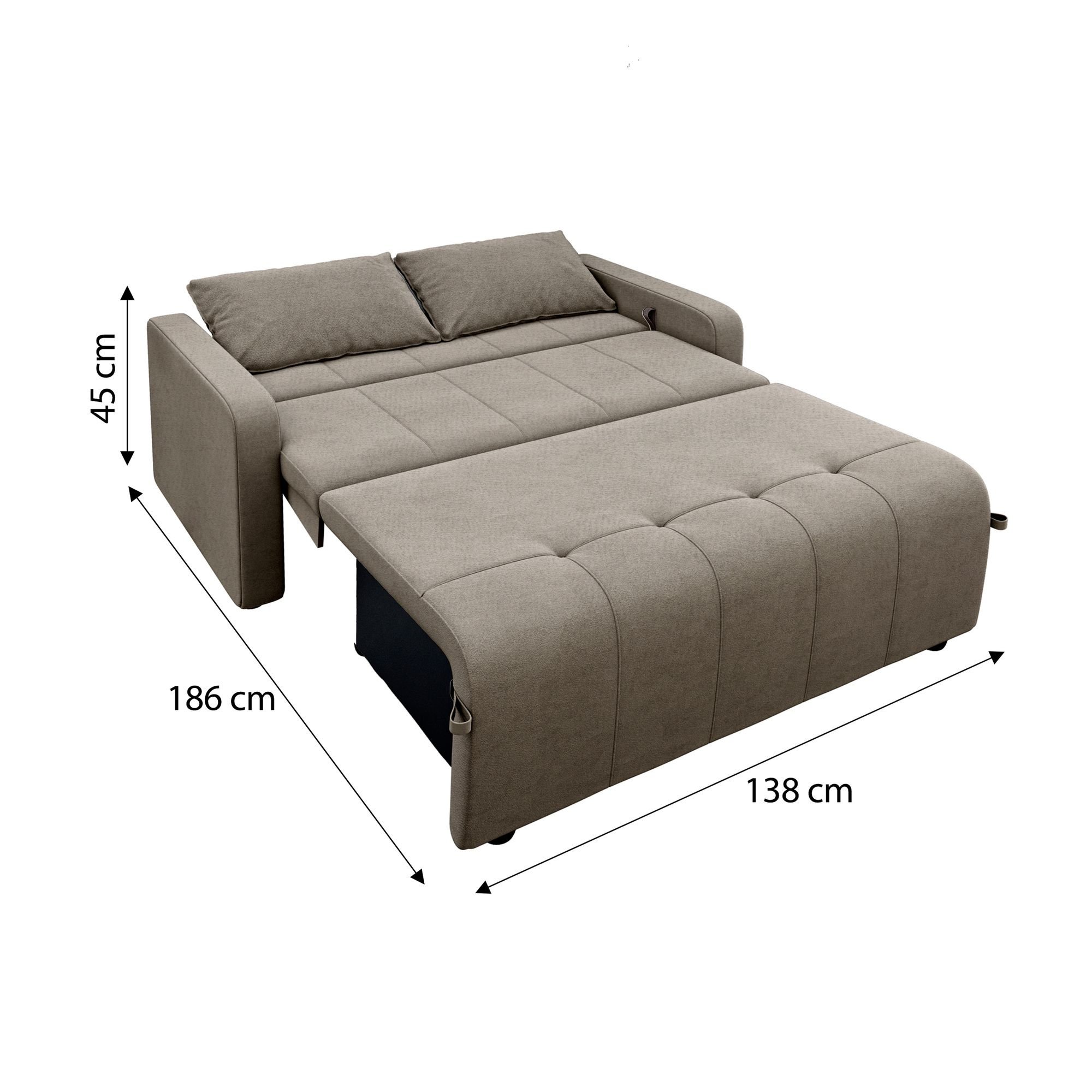 Sofá Cama 3 Lugares 1,38m Veludo Capuccino Amora Matrix - 2