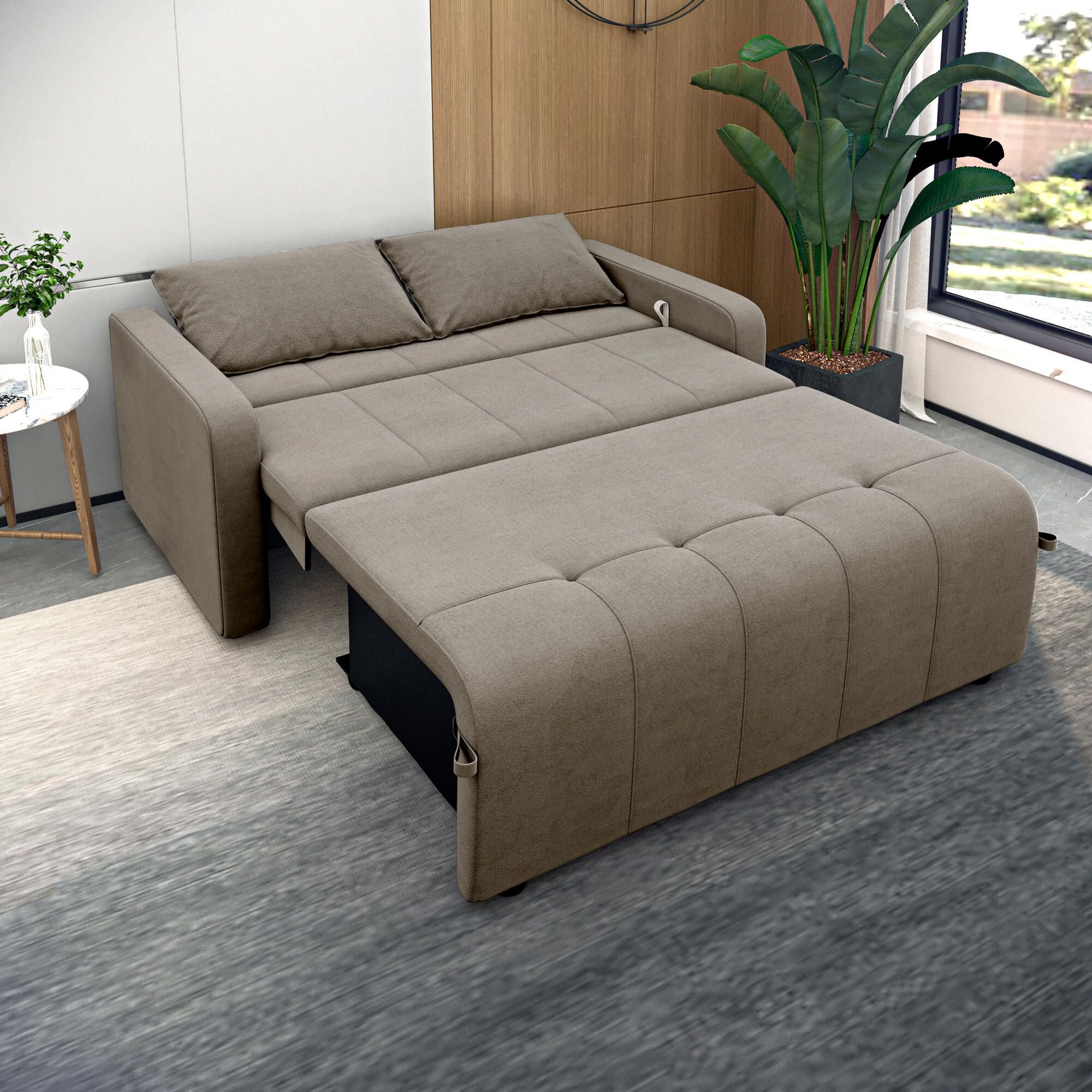 Sofá Cama 3 Lugares 1,38m Veludo Capuccino Amora Matrix - 3