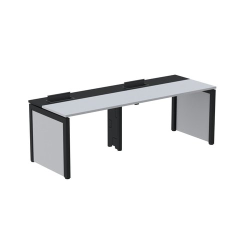 Escrivaninha Mesa Escritório Corporativa para 2 Pessoas PSCPP140 280cm Industrial Cinza e Preto Marrom