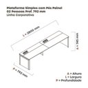 Ver imagem 3 de Escrivaninha Mesa Escritório Corporativa para 2 Pessoas PSCPP140 320cm Industrial Walnut e Preto Marrom/Branco