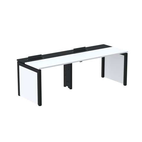 Escrivaninha Mesa Escritório Corporativa para 2 Pessoas PSCPP140 320cm Industrial Walnut e Preto Marrom/Branco