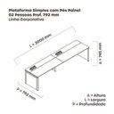 Ver imagem 3 de Mesa de Plataforma Simples para 2 Pessoas Corporativa 150x792/2P PSCPP150/792/2P Cinza/Grafito