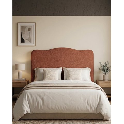 Cabeceira Orgânica de Cama Box 1,58 Bouclé Terracota Queen