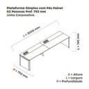 Ver imagem 3 de Mesa de Plataforma Simples para 2 Pessoas Corporativa 150x792/2P PSCPP150/792/2P Bege/Nogueira Casablanca/Cinza