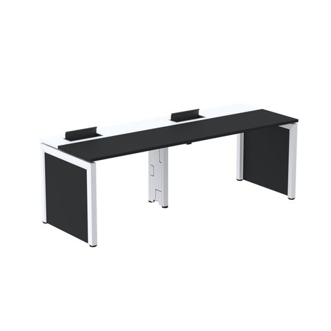 Escrivaninha Mesa Escritório Corporativa para 2 Pessoas PSCPP120 240cm Industrial Preto e Branco