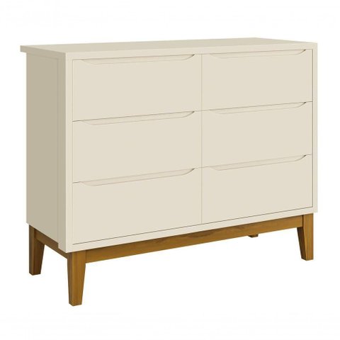 Cômoda 6 Gavetas Classic New Areia Fosco com Madeira - Reller