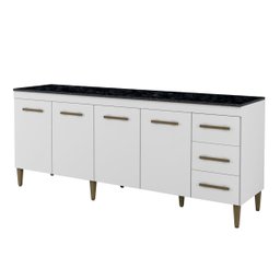 Balcão Atenas 4 Portas e 3 Gavetas Kaiki Móveis:branco - 1 Balcão Atenas 4 Portas e 3 Gavetas Kaiki Móveis:branco - 1