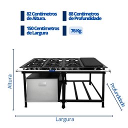 Fogão Industrial 6 Bocas 30x30 Baixa Pressão P7 com Forno e Chapa Jcn - 4