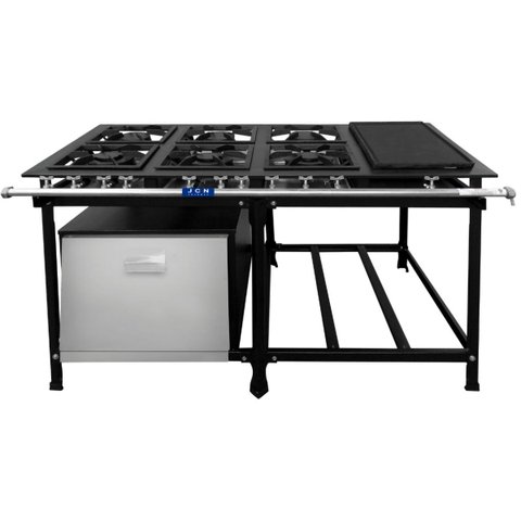 Fogão Industrial 6 Bocas 30x30 Baixa Pressão P7 com Forno e Chapa Jcn