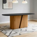 Ver imagem 1 de Mesa de Jantar 8 Lugares Retangular Orgânico com Vidro 200cm Salieri N01 Cinamomo Preto - Lyam