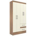 Ver imagem 3 de Guarda-Roupa Solteiro 4 Portas 2 Gavetas Conde Marrom/Castanho/Offwhite