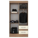 Ver imagem 2 de Guarda-Roupa Solteiro 4 Portas 2 Gavetas Conde Marrom/Castanho/Offwhite