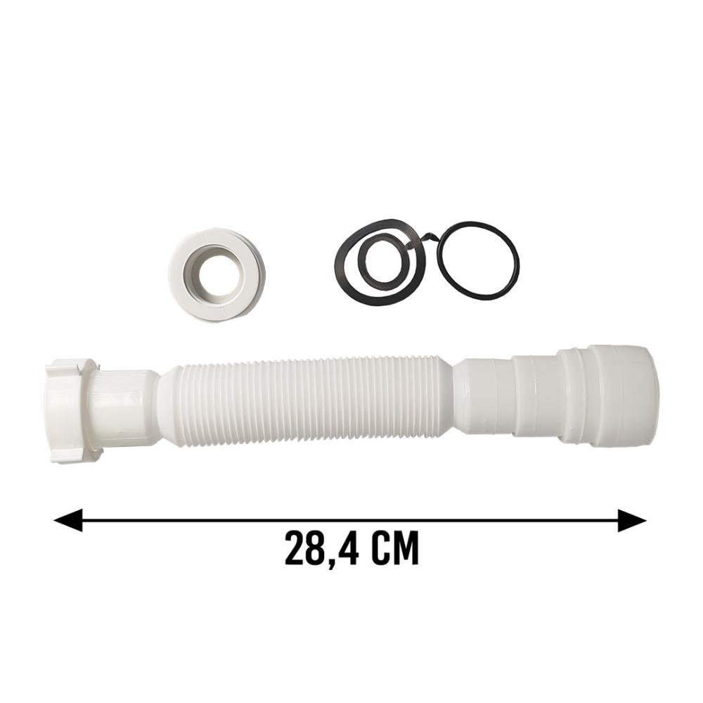 Combo Sifão Sanfonado Branco, Engate Rabicho Flexível, Válvula e Torneira Preta para Banheiro - 4