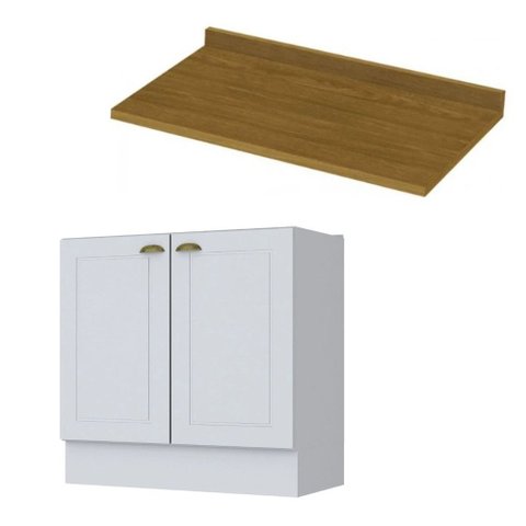 Balcão Americana Henn 80cm com Tampo Mdf 2 Portas para Cozinha