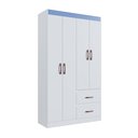 Ver imagem 4 de Guarda-Roupa Dallas 55400 4 Portas 2 Gavetas Branco/Azul/Rosa