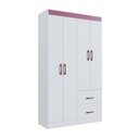 Ver imagem 5 de Guarda-Roupa Dallas 55400 4 Portas 2 Gavetas Branco/Azul/Rosa