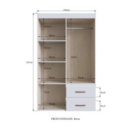 Guarda-roupa Dallas 55400 4 Portas 2 Gavetas - 3
