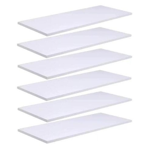 Kit 6 Prateleiras de Madeira MDF Branca
