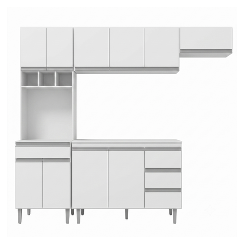 Cozinha Completa Premium Ravena 240cm com Torre Quente:Branco