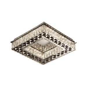 Plafon Cristal 35cm 28w 3000k-4000k-6000k Controle Bivolt Metal + Cristal