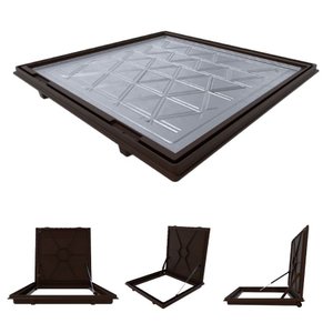 Tampa Piscina Casa Máquina 1x1m Articulada Rebaixada Marrom