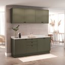 Ver imagem 1 de Cozinha Compacta Modulada 7 Portas 3 Gavetas 100% MDF sem Tampo Sevilha Verde/Hill