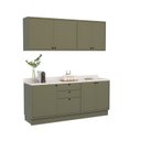 Ver imagem 2 de Cozinha Compacta Modulada 7 Portas 3 Gavetas 100% MDF sem Tampo Sevilha Verde/Hill