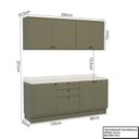 Ver imagem 3 de Cozinha Compacta Modulada 7 Portas 3 Gavetas 100% MDF sem Tampo Sevilha Verde/Hill