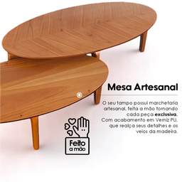 Conjunto de Mesa de Centro Laminada Folha Orgânica  - 8