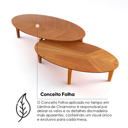 Conjunto de Mesa de Centro Laminada Folha Orgânica  - 11