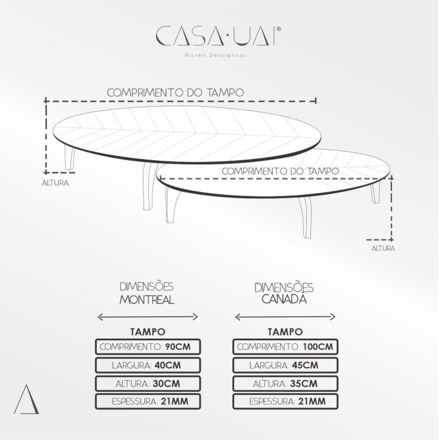 Conjunto de Mesa de Centro Laminada Folha Orgânica  - 7